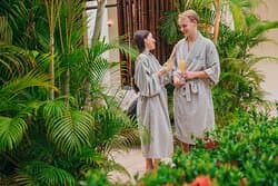 Unwind in the open air relaxation area with a post-treatment mimosa
