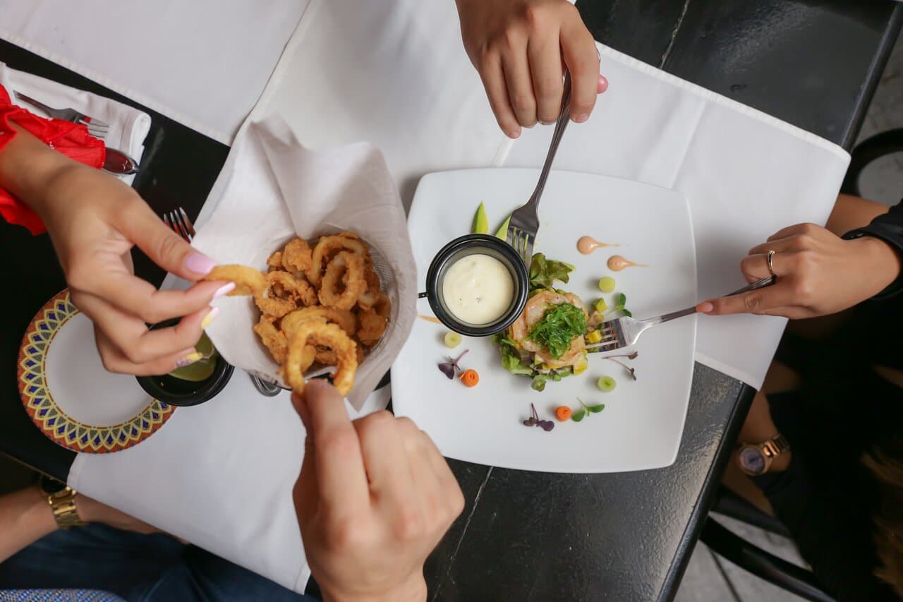 Fried Calamari & Shrimp and Avocado Salad