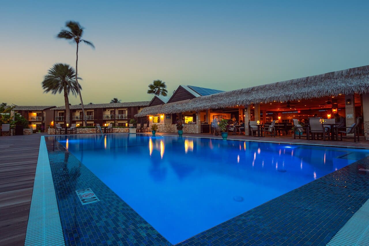 Poolside dining at Ike's Bistro