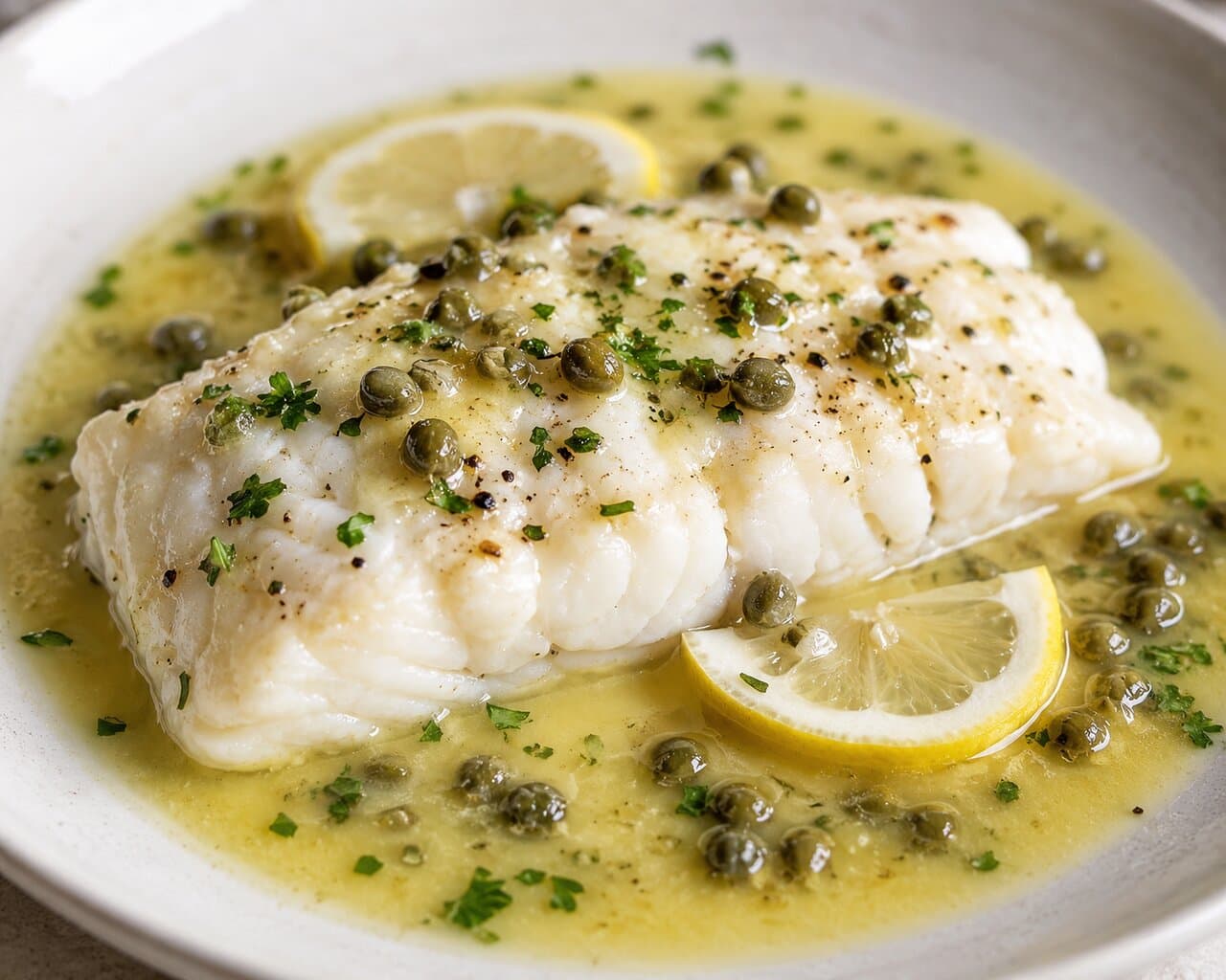 Broiled Grouper in a lemon caper butter sauce