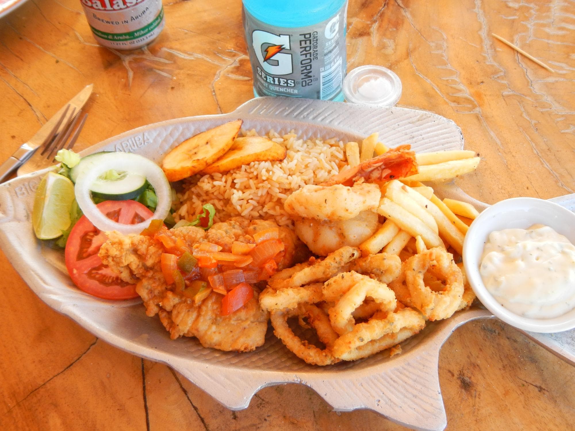 Seafood dinner large enough to share but you won't want to!