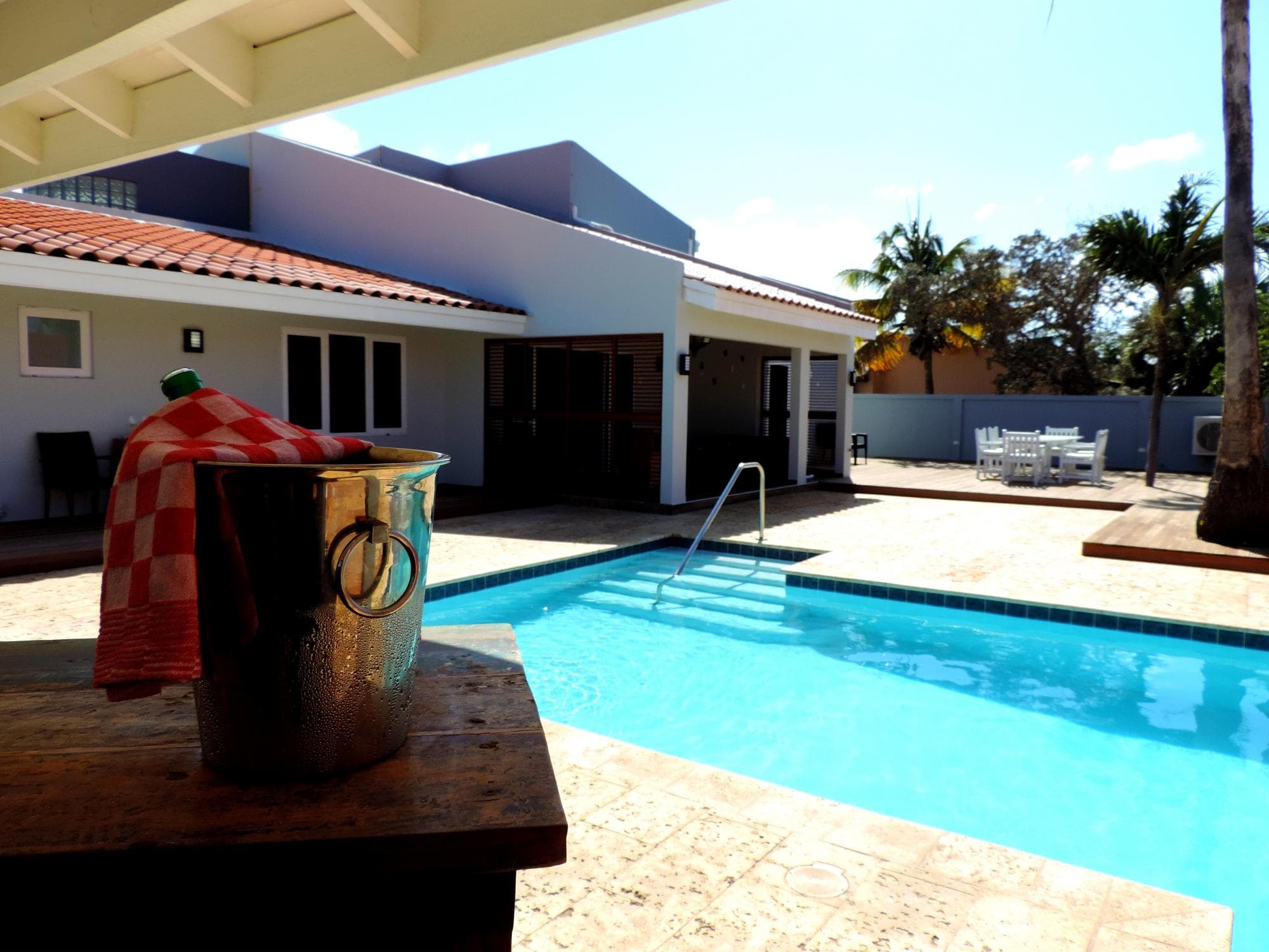 view from bar next to pool