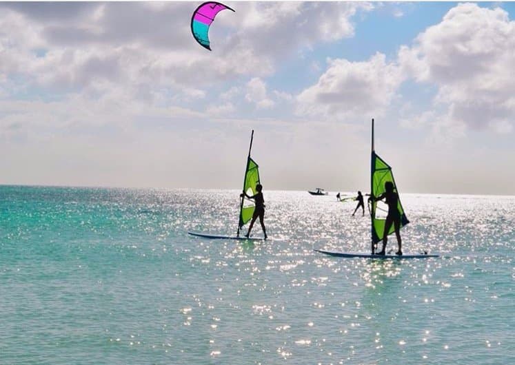 My daughter's windsurfing in Aruba
