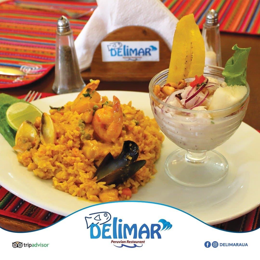 Dare to Try our Combination Dishes like this delicious Ceviche Clasico with Arroz de Marisco