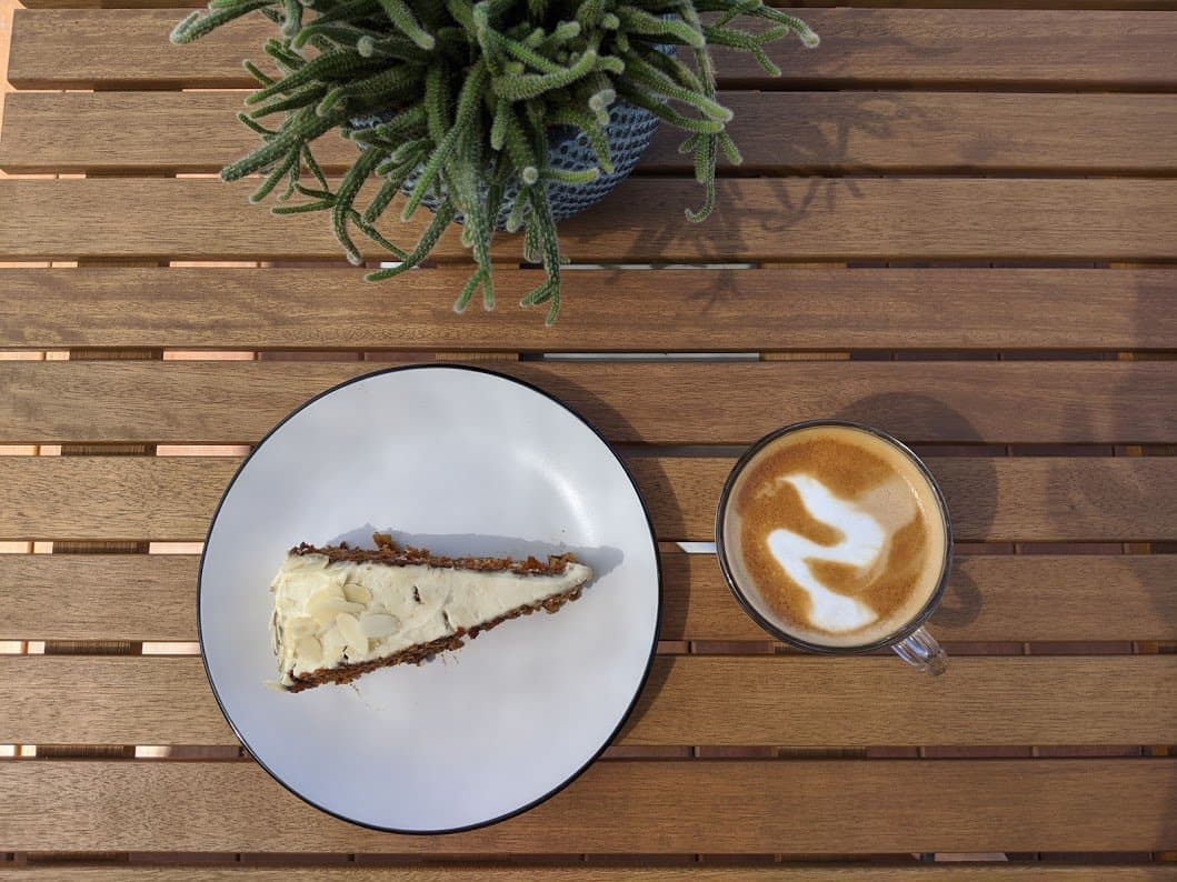 Perfect Pairing, Latte + Legendary Carrot Cake
