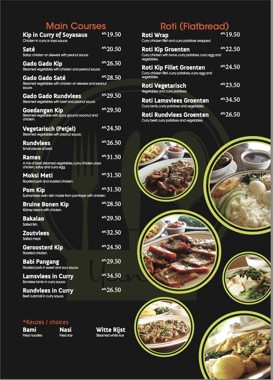 Our menu (as of 2024)