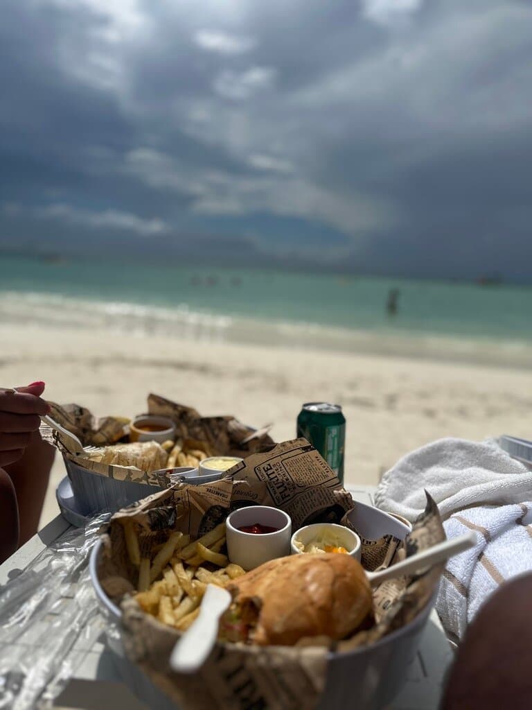 Falafel Wrap, Fish Sandwich and Balashi