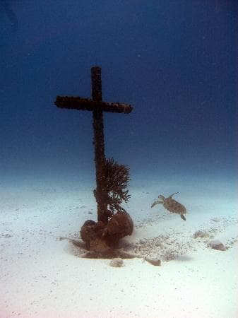 Cross sunk at Baby Beach Reef