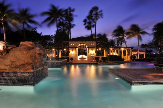 Clubhouse pool at night