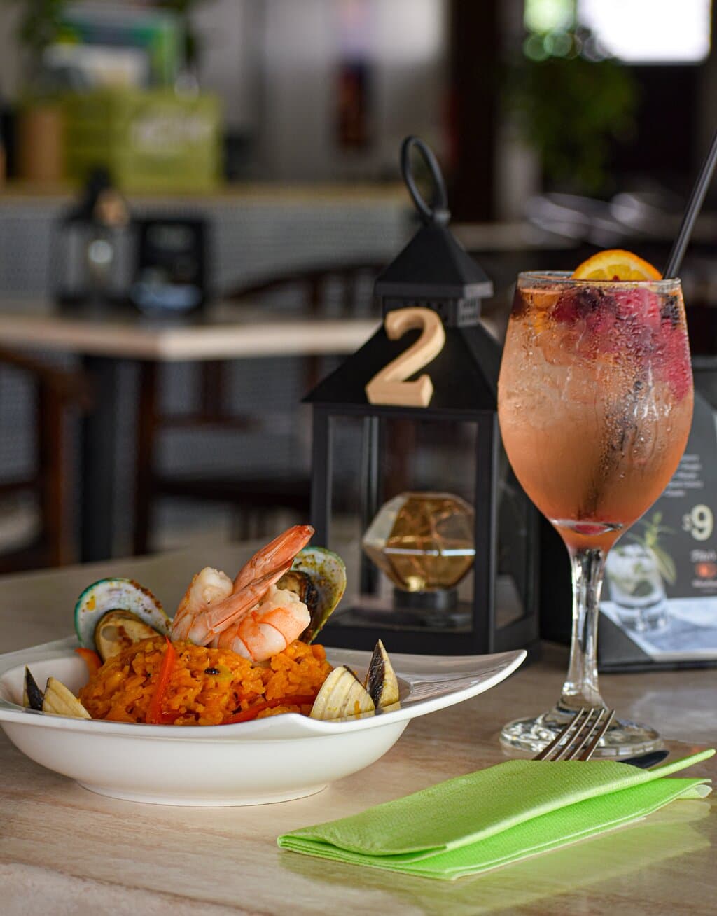Paella with a good Cocktail