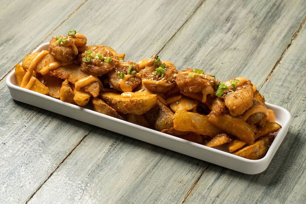 Sexy Bam Shrimp with wedge potato