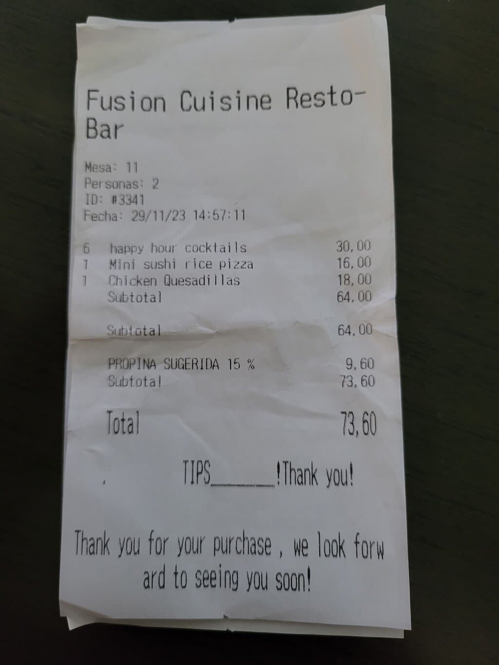 My bill...