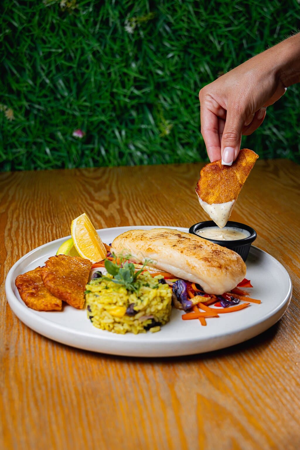 Local style grouper filet.