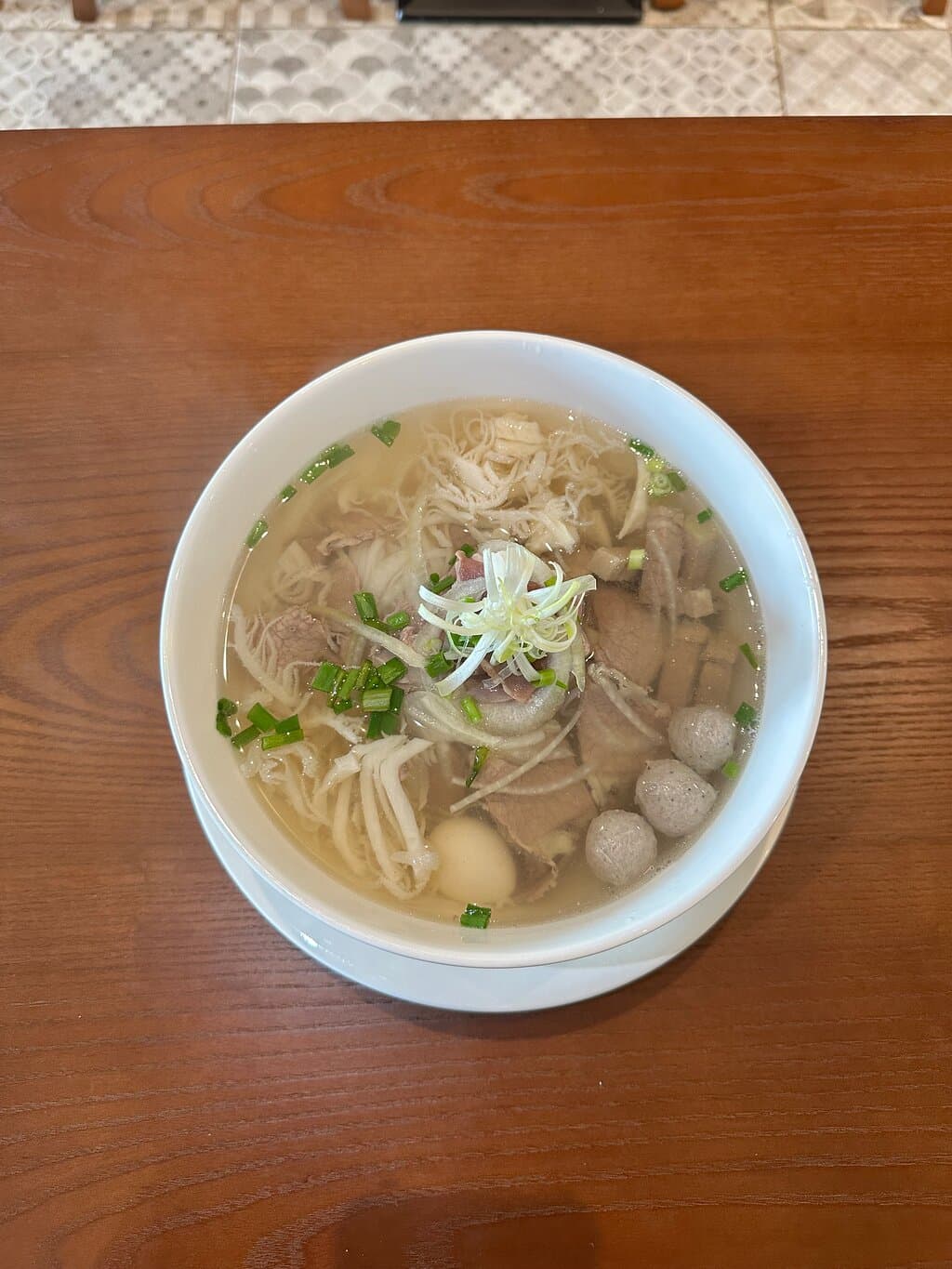 P9. Pho special (slightly fat beef, brisket, rare beef, beef meat ball, tripe and quail egg