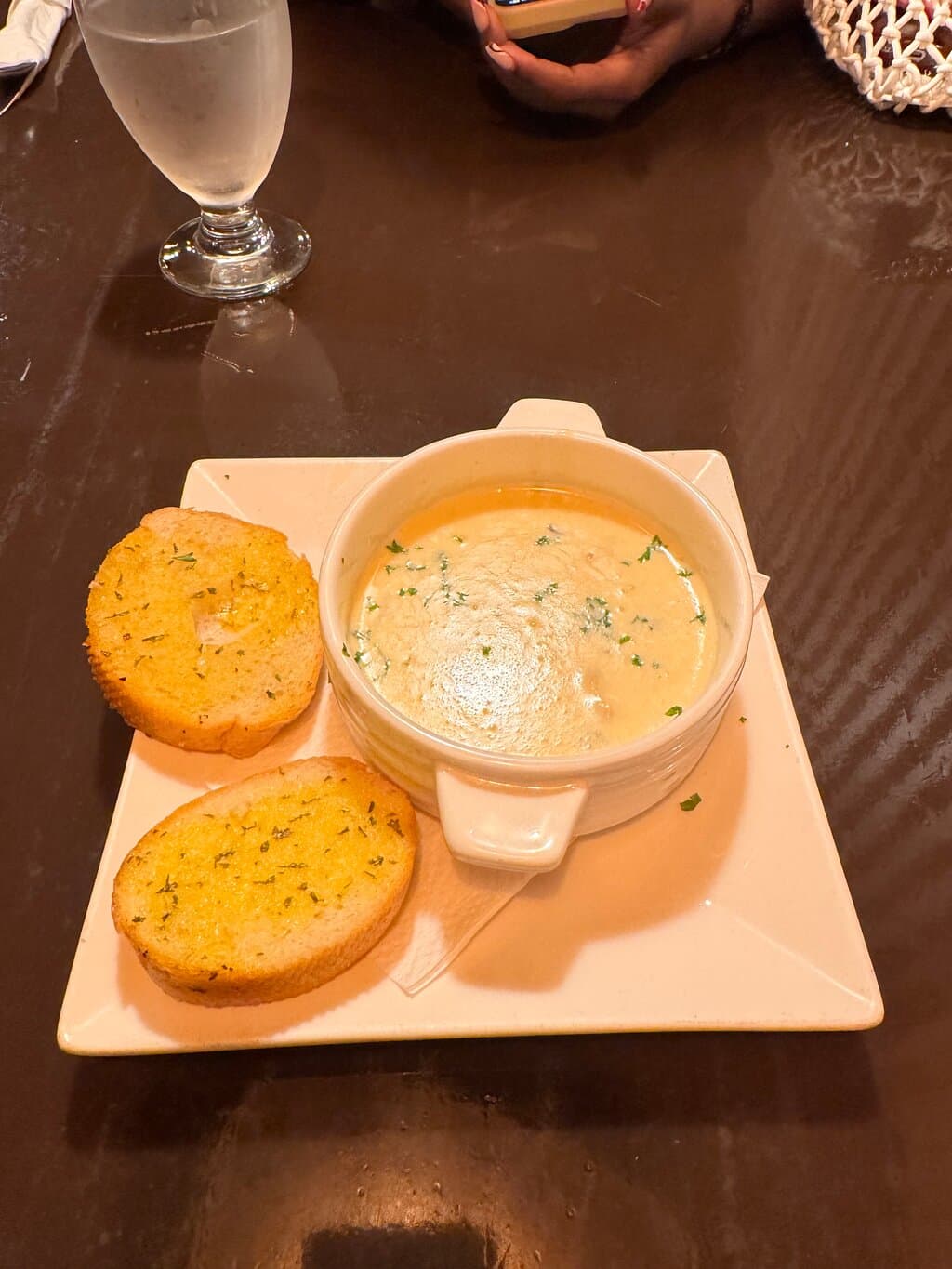 Our shrimp appetizer with garlic bread…speechless. I had to order more garlic bread and the sauce with the shrimp OMG!!!! I’m a person who doesn’t like sauce but this one was to die for…for me that is.